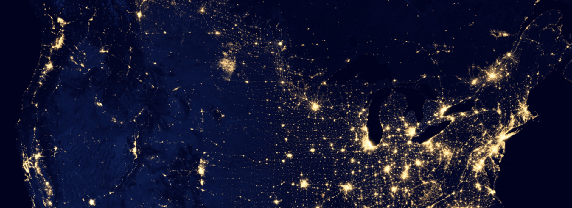 night view of north america from space